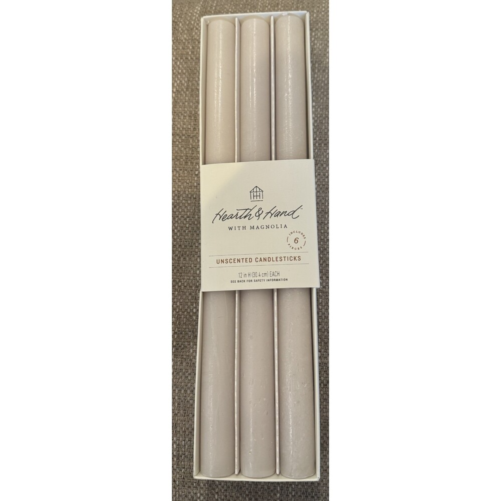 Hearth & Hand Magnolia Set (6) White Taper Candles 12" New